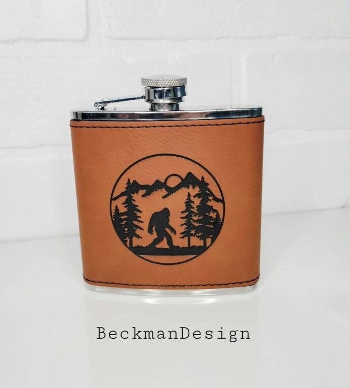 Flask- Bigfoot in Forest Leather, Brown
