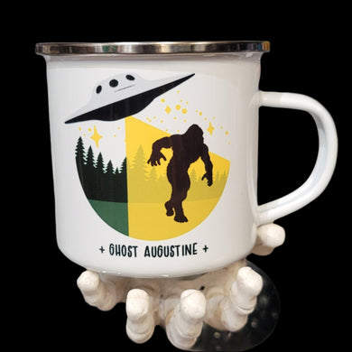 Bigfoot UFO Sasquatch Paranormal Campfire Camping Mug 16oz